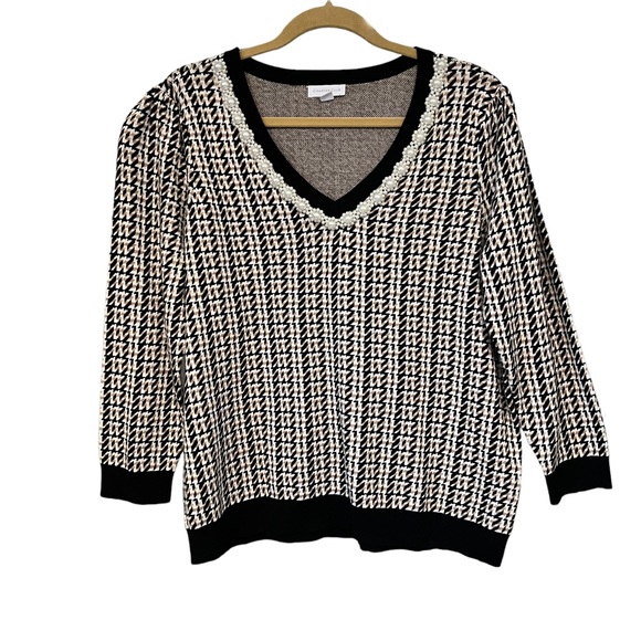 NWOT, Charter Club V-Neck Beaded Trim Sweater, Sz XXL - Picture 5 of 12